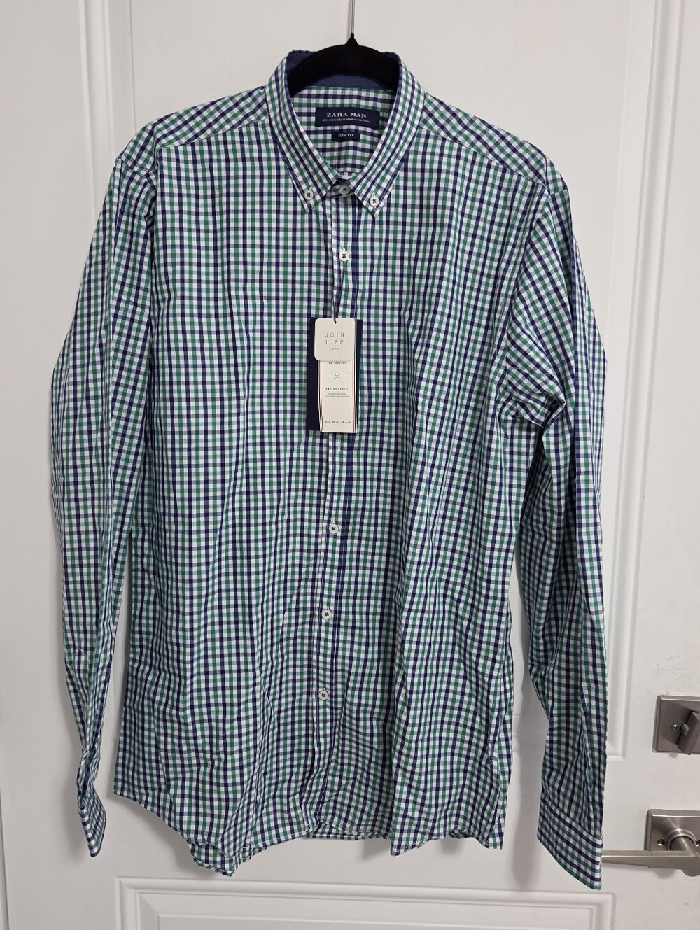 NWT - Zara Men's Vichy Collection Oxford Shirt - Made In Portugal - Size L
